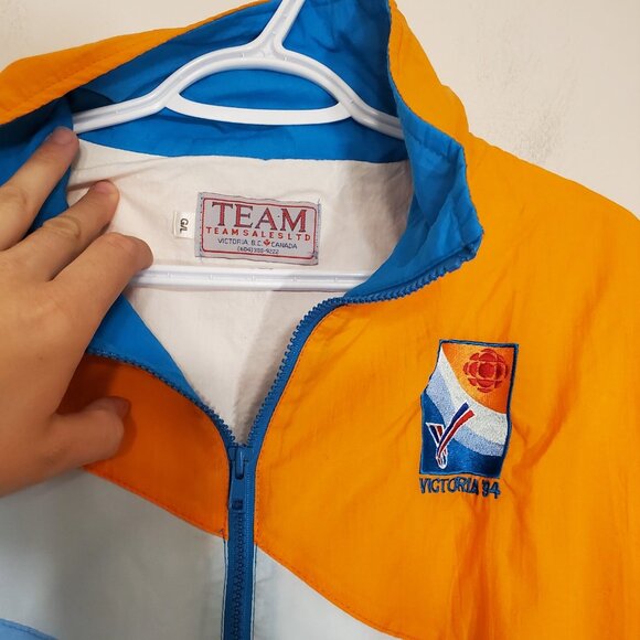 Vintage 1994 Commonwealth Games windbreaker jacket blue orange size L - Picture 4 of 4